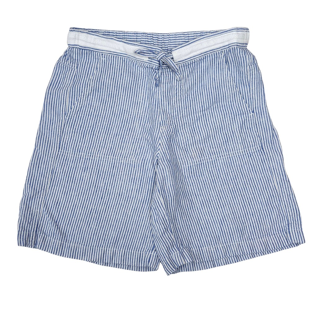 Orvis Seersucker Striped Linen Shorts Blue White Coastal Preppy Nautical 28P